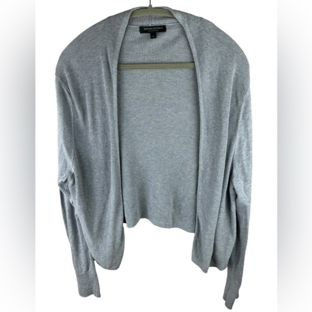 Banana Republic grey Cardigan Sweater Silk Cashmere Womens Open Front Soft large